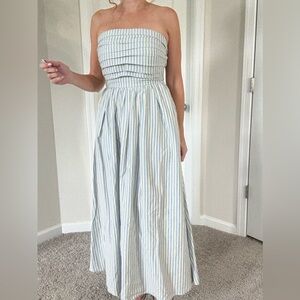 By Together Strapless Blue and White Maxi Dress